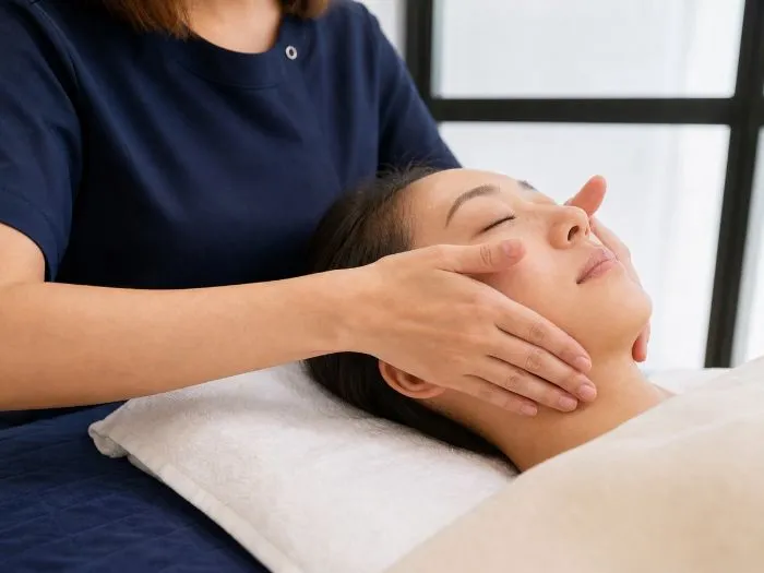 Therapist’s hands working through a massage