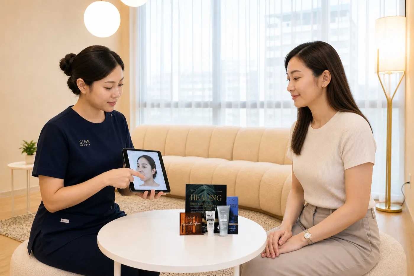 The consultation area at our Toa Payoh outlet, where every Skin Discovery analysis begins